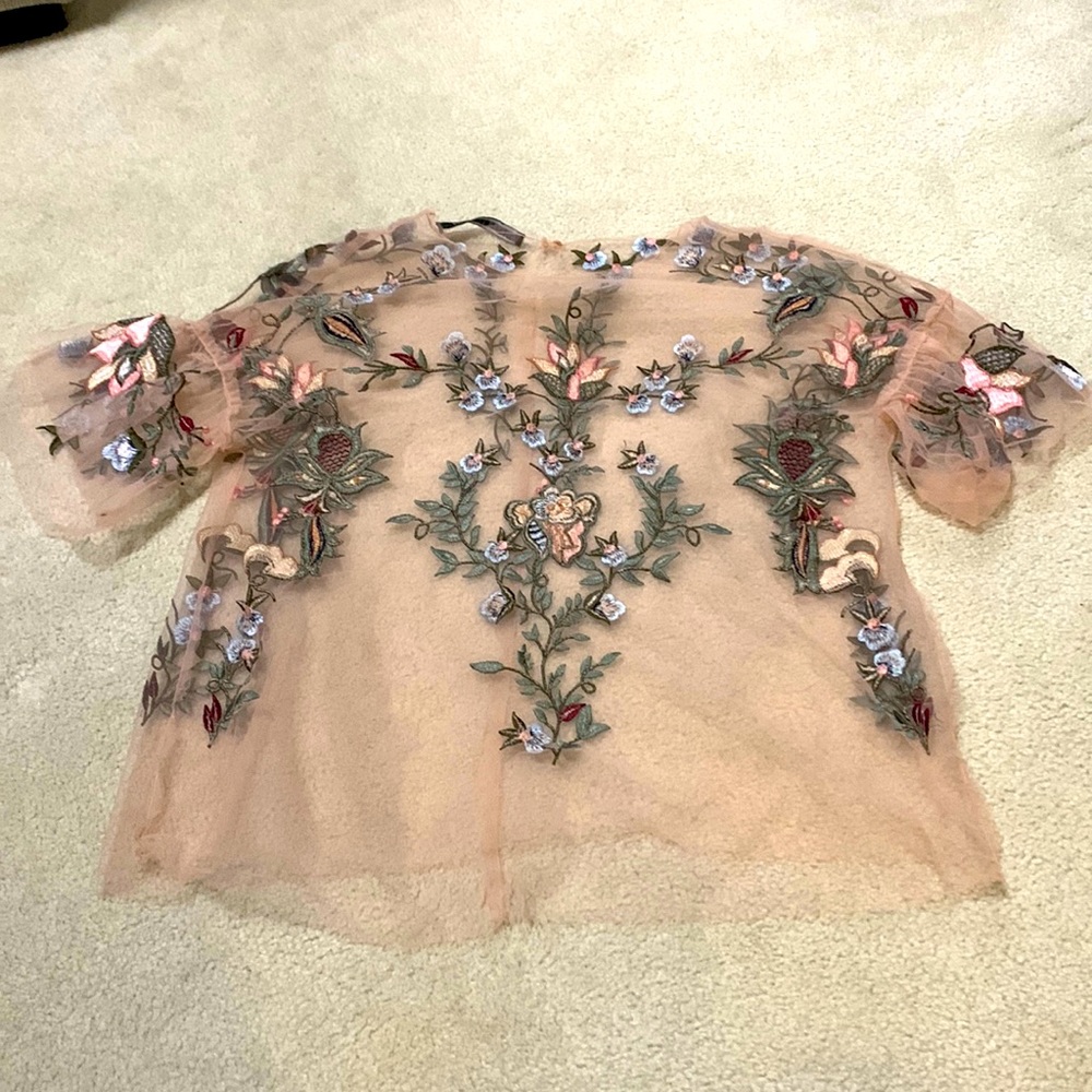 Sheer detailed top - ZARA XS